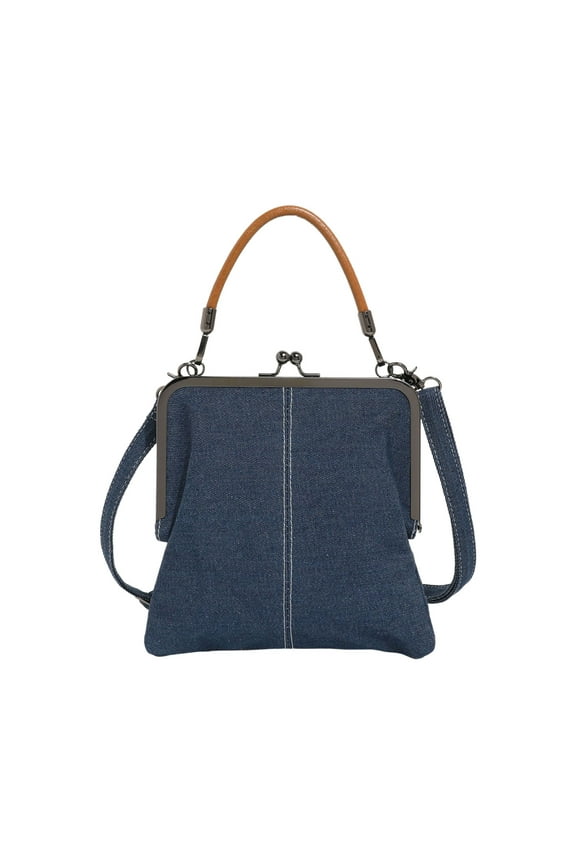 Handmade Cowboy Patchwork Tote Bag for Women Crossbody Shoulder Bag Small Satchel Stylish Denim Canvas Blue Dark Blue Compact Lightweight 20x21x4cm Fashion Gift