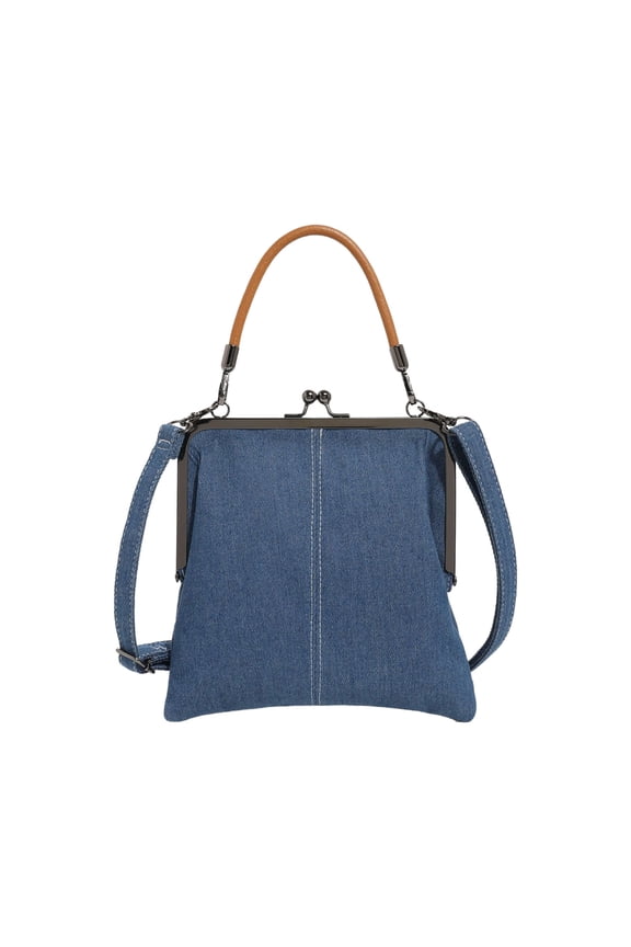 Handmade Cowboy Patchwork Tote - Women's Small Crossbody Shoulder Satchel, Vintage Denim Patchwork Small Tote Bag ( Blue )
