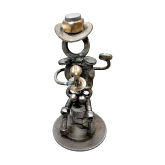 Handmade Cowboy Statue Steel Funny Metal Screw Cowboy Sculptures Rhythmic Movement Shame Inducing Cowboy Action Figurine For Home Desk Garden 1pc