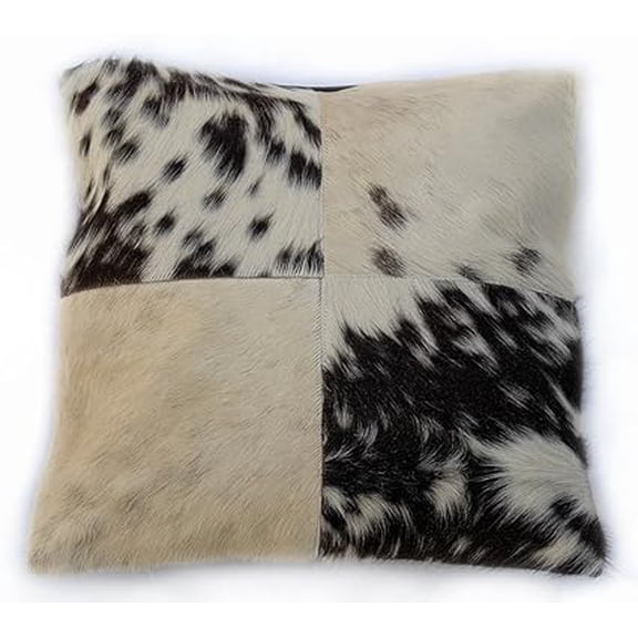 Handmade Cowhide Cushion Covers – 15 x 15 Inches – Multi-Coloured Patchwork Design from 100% Real Cowhide Skin – Reversible with Soft Velvet Back – Perfect for Adding Luxury and Style to Home Décor