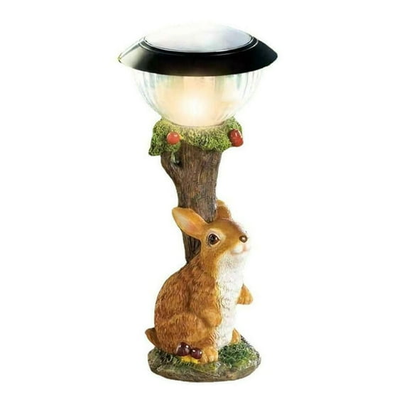 Handmade Craft Lawn Lamp Garden Decor Cat Sculpture Solar Garden Animal Statue Animal Light Decor Squirrel Statue Ornament RABBIT