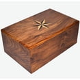 thumbnail image 1 of Handmade & Crafted Rosewood Borders Engraving Wooden Cremation Box/Urns for Human Ashes Adult - Funeral Urn Large (X-tra Large : 11" x 7.25" x 4.5" - 260lbs or 118kg, Natural - Star), 1 of 4