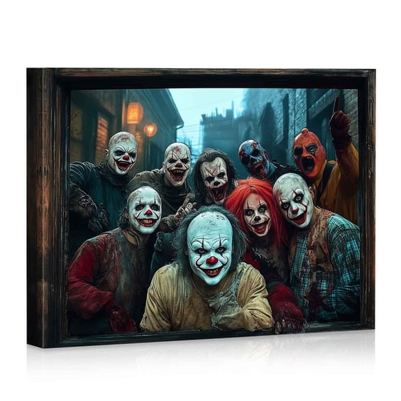 Handmade Creepy Clown & Scary Nun Canvas – Horror Halloween Wall Art – Eco-Friendly