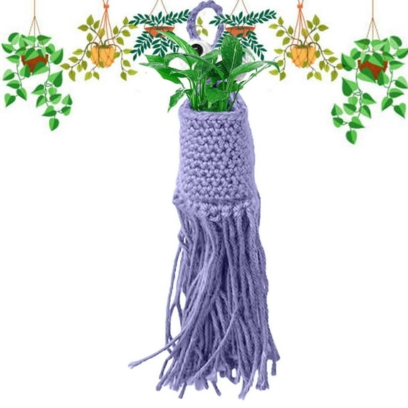 Handmade Crochet Alien Plant Hanger Indoor Hanging Bag Planter Storage Basket for Home Bedroom Office DecorationC