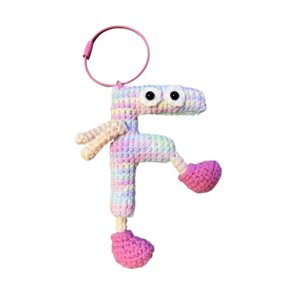 Handmade Crochet Alphabet A-Z Cute Keychain Cartoon Key Ring Letter Keychains For Women Gift For Friends Birthday