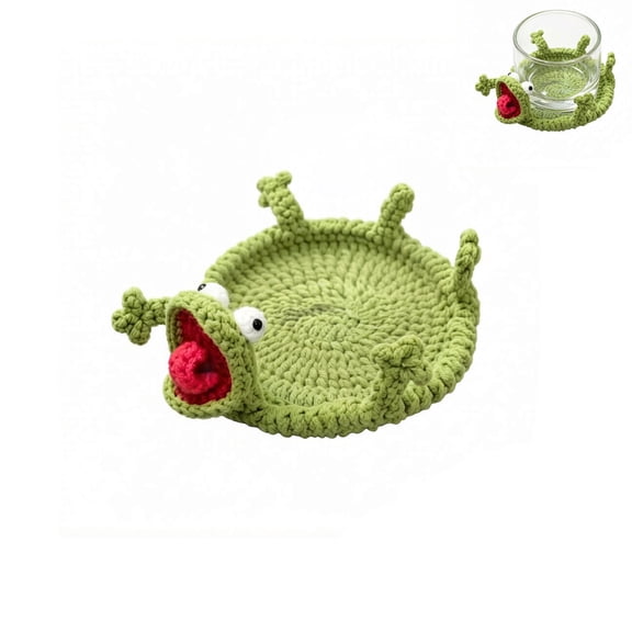 Handmade Crochet Animal Coasters, 3D Knitted Drink Cup Mat, Cute Desk Table Protection Decor, Novelty Stress Relief Gag Gift for Animal & Coffee Lovers