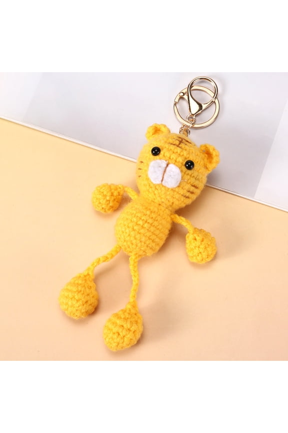 Handmade Crochet Animal Keychain, Cute Knit Bag Charm Accessory for Backpack, Purse and Key Ring