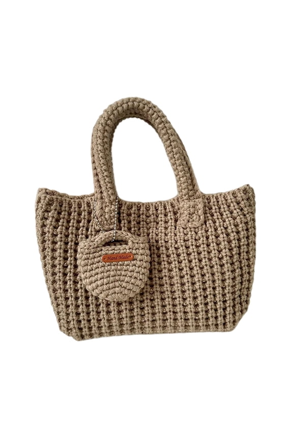 Handmade Crochet Bag Soft Yarn Handbag Fashion Knitted Bags Top Handle Purse for Casual Travel and Fashionable Women