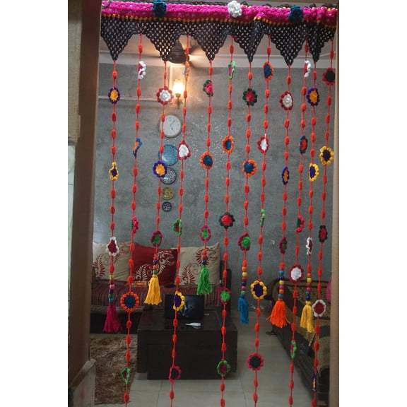 Handmade Crochet Beaded Curtain: Boho Macrame Drape (36x72 Inches)