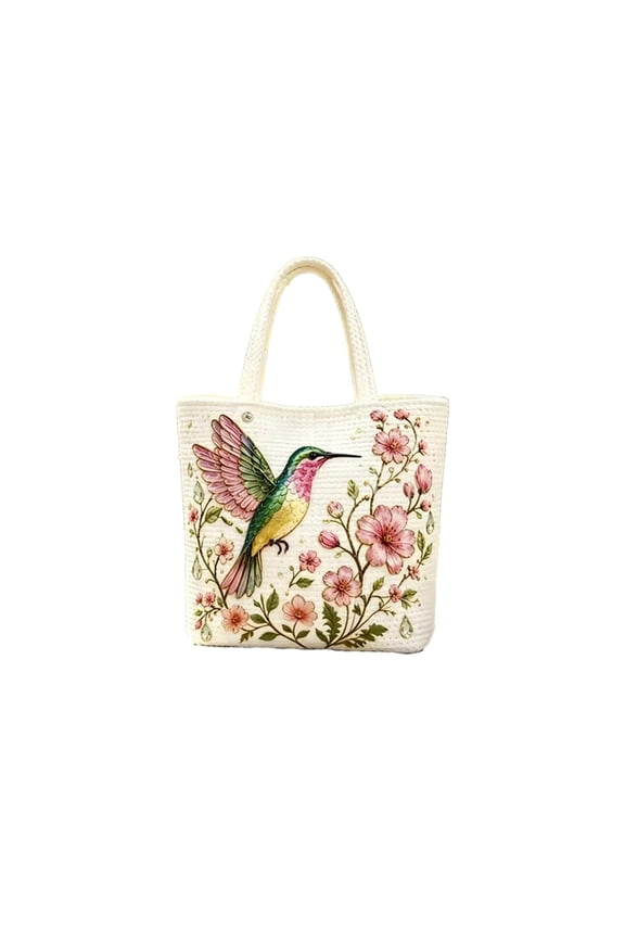 Handmade Crochet Bee Embroidered Tote Bag, Beach Shoulder for Women, Lightweight Versatile Shopping, Summer Vacation