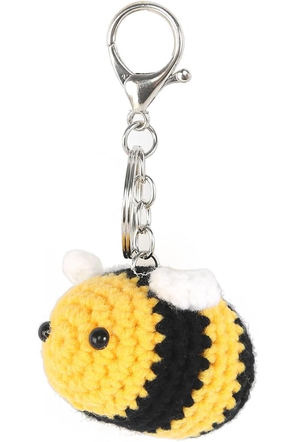 Handmade Crochet Bee Keychain - Cute Bee with Wings Charm Pendant, Unique Gift for Women, Men, Bee Lovers & Friends(XX)