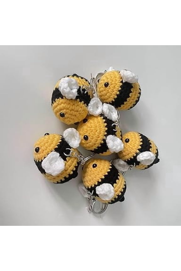 Handmade Crochet Bee Keychain, Cute Bee with Wings Pendant Charm, Keychain for Women & Men(1,pcs,K