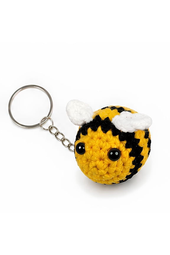 Handmade Crochet Bee Shape Keychain – Cute Soft Knitted Key Ring Charm for Bags, Keys & Gifts