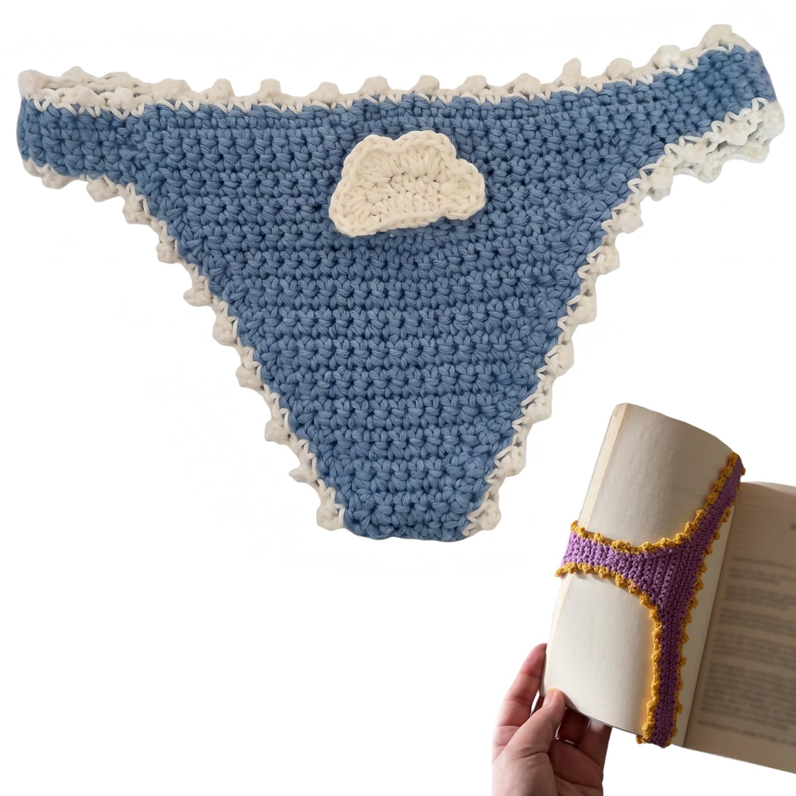 Handmade Crochet Bikini Bookmark, Funny Yarn Underwear Book Marks for Women & Men, Unique Hand Knitted String Bikini Page Separator, Quirky Gifts for Book Lovers, Students & Reading Enthusiasts