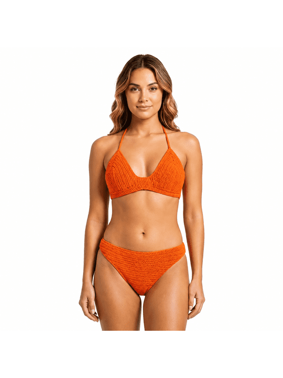 Handmade Crochet Bikini Set for Women, Knitted Two Piece Swimwear, Beach Vacation and Resort Wear