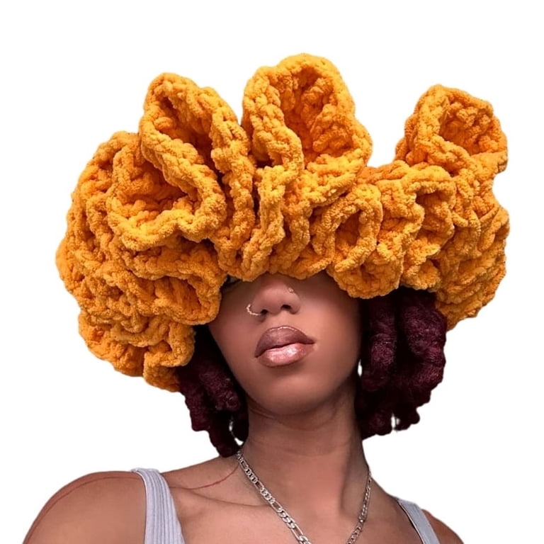 Handmade Crochet Bucket Hat Ruffled Brim Fisherman Windproof Adult Unisex Huhudde Adult Crochet Bucket Hat Handmade Ruffled Brim  main image 4