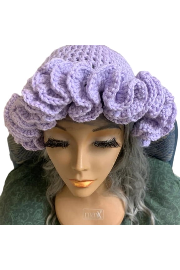 Handmade Crochet Bucket Hat for Woman Teen Outdoor Commute Fisherman Hat Ruffled Brim Winter Windproof Carnival Hat