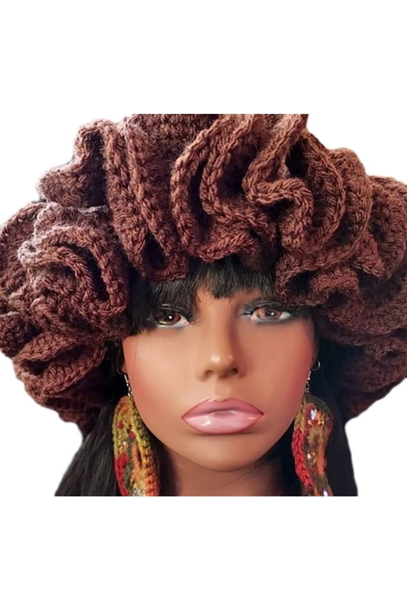 Handmade Crochet Bucket Hat for Woman Teen Outdoor Commute Fisherman Hat Ruffled Brim Winter Windproof Carnival Hat