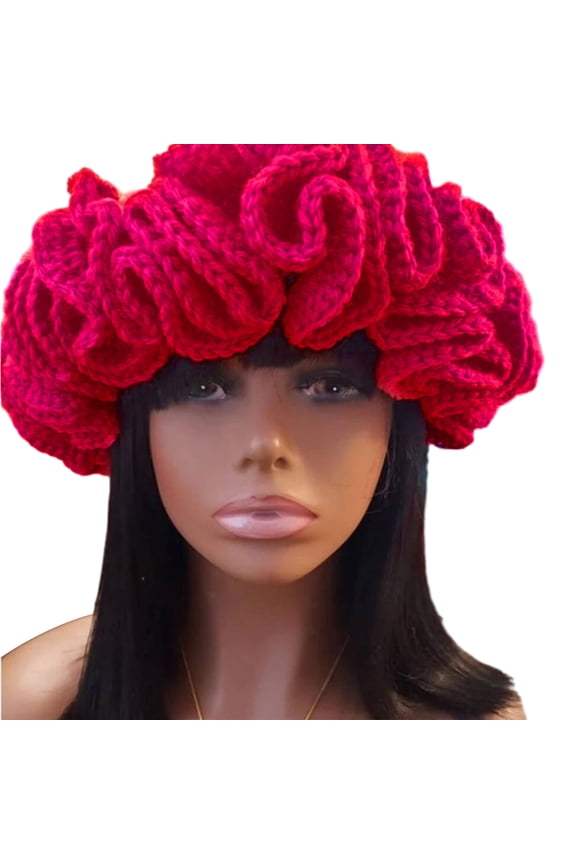 Handmade Crochet Bucket Hat for Woman Teen Outdoor Fisherman Hat Ruffled Brim Winter Windproof Carnivals Hat