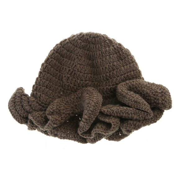 Handmade Crochet Bucket Hat for Woman Teen Outdoor Fisherman Hat Ruffled Brim Winter Windproof Carnivals Hat