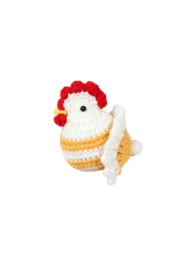 Handmade Crochet Chicken Plush Toy Cute Knitted Hen Figurine Soft Animal Decor For Desk Shelf Easter Ornament