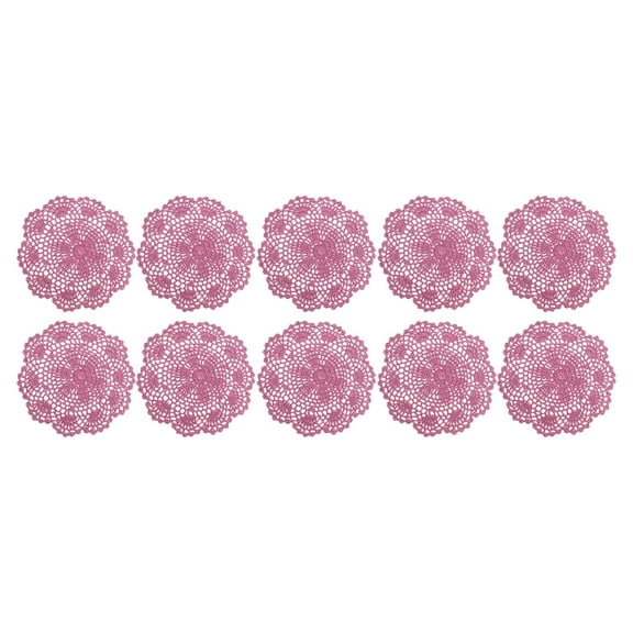 Handmade Crochet Cotton Lace Round Table Placemat Decorative 8 Inch Floral Hollow Lace Kitchen Dining Table Mat Cushion Pad Insulation Protector for Plates Bowl Hot Dishes Home Decor Gift