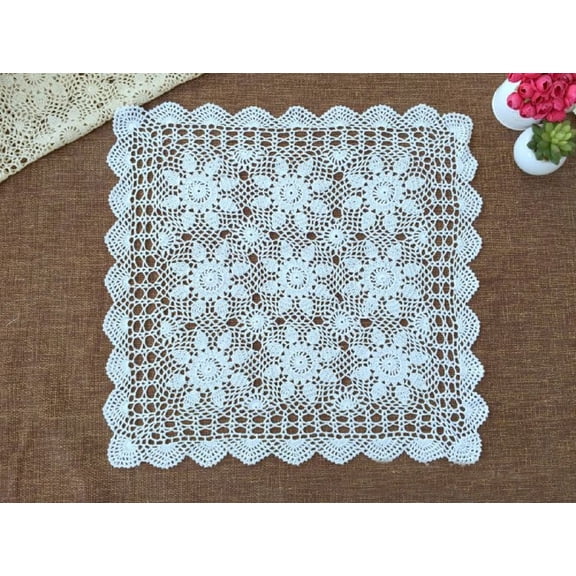 Handmade Crochet Cotton Lace Tablecloth Placemats Doilies Doily Square