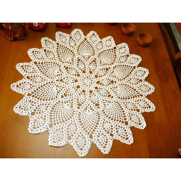 Handmade Crochet Cotton Table Cloth Lace Doilies Round Lace Tablecloths 20 Inches.
