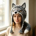 thumbnail image 1 of Handmade Crochet Craft Set Animal Hood Hat DIY Crochet Kit All‑In‑One Handcraft Set for Beginner Crafters Adults Fall Winter Hand‑Making Hobby Project, 1 of 3