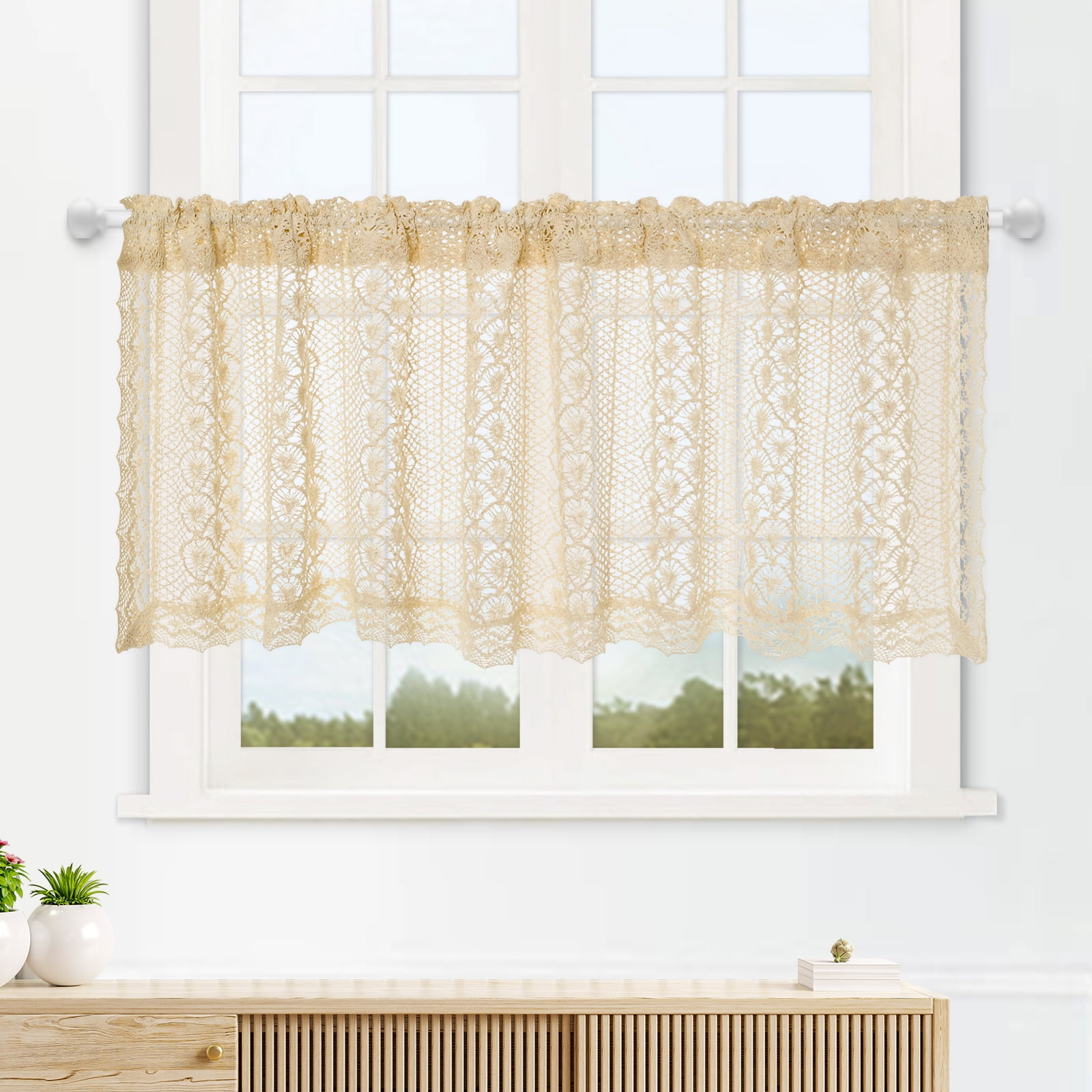 Handmade Crochet CurtainsCotton Curtains ,Sheer Flower Valances,for