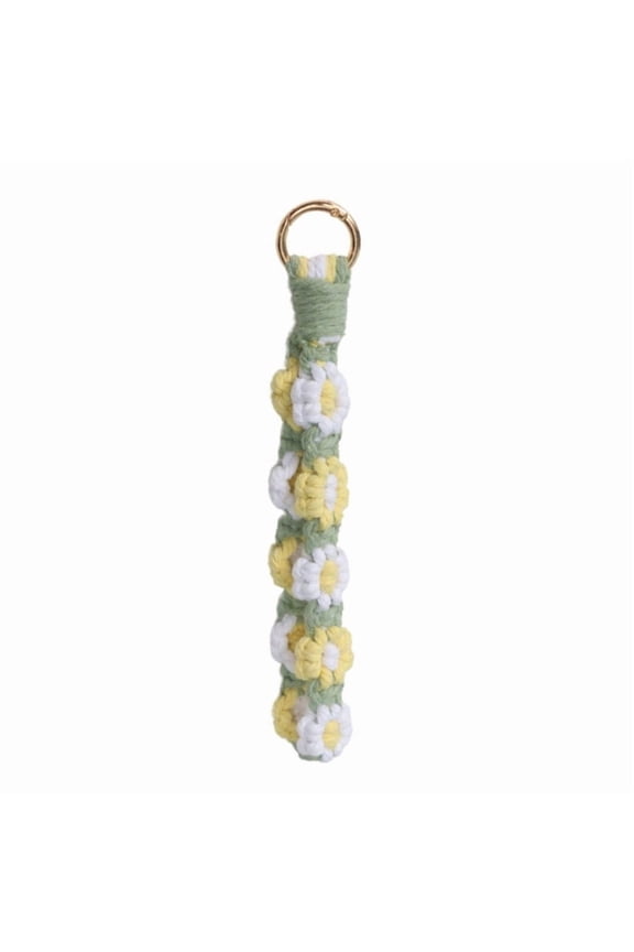 Handmade Crochet Daisy Keychain handwoven Cotton Rope Handwoven Bag Keys Accessory for Women Girls Gift Idea