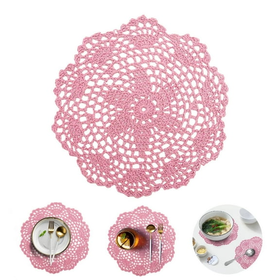 Handmade Crochet Doilies, Large Round Cotton Table Placemats | Vintage Sunflower Pattern Knitted Tablecloth for Dining Room, Kitchen, Wedding & Party Decoration | 100% Cotton Lace Table Top Decor