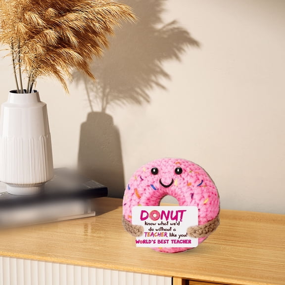 Handmade Crochet Donut Desktop Ornament Inspirational Motivational for Women Girls Birthday Graduation Present