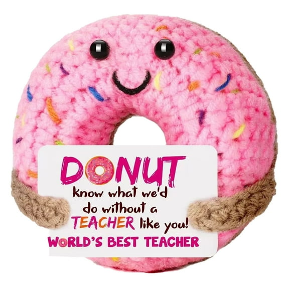 Handmade Crochet Donut Desktop Ornament Inspirational Motivational for Women Girls Birthday Graduation Present