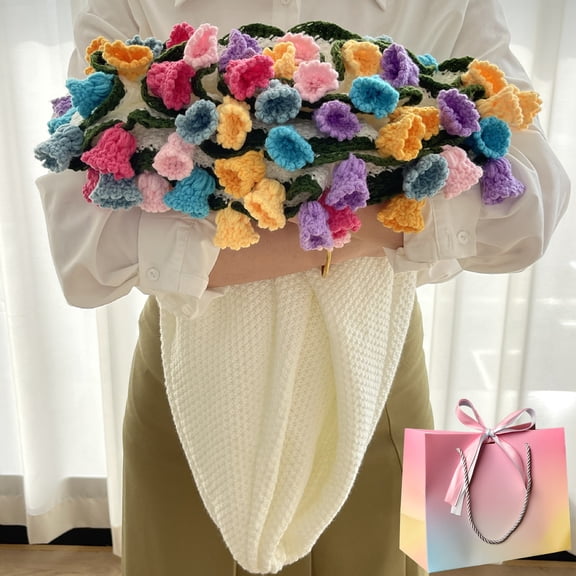 Handmade Crochet Flower Blanket,Rose/Sunflower Bouquet Blanket,Round Knitted Floral Throw for Bed Couch Home Decor,Birthday Valentine's Day Gift for Women Mom Friend (B, 80cm/32in)