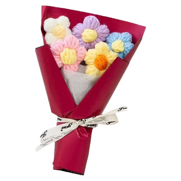 Handmade Crochet Flower Bouquet - Cute Mini Knit Artificial Flowers, Woven Knitted Bouquets for Home Decor, Gifts, and Weddings