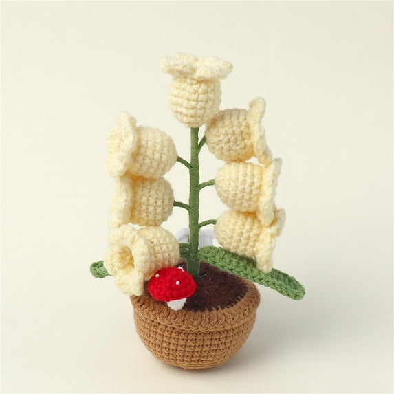 Handmade Crochet Flower Night Light - 7 Warm Light Modes, Artificial Eternal Flower Design, Decorative Table Lamp for Bedroom Living Room Home Decor, Yellow, 1pc