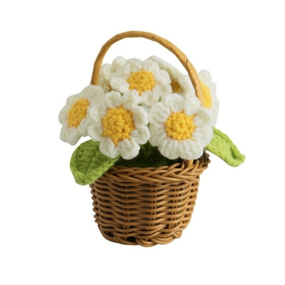 Handmade Crochet Pot Desktop Ornament Decorative Knitted Potted Home Desk Accessory Unique Idea for Quality Interior Decoration