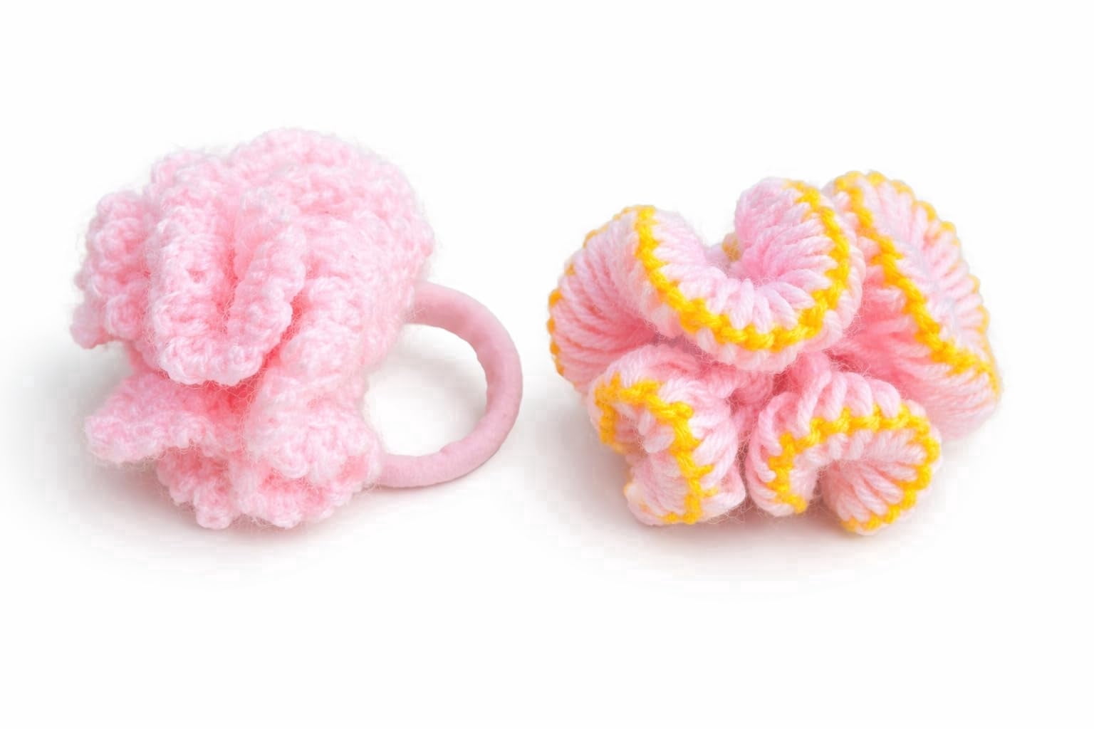 Handmade Crochet Flower Hair Ties Rubber Bands for Women & Girls | Soft Knitted Floral Elastic Ponytail Holders | Set of 2
