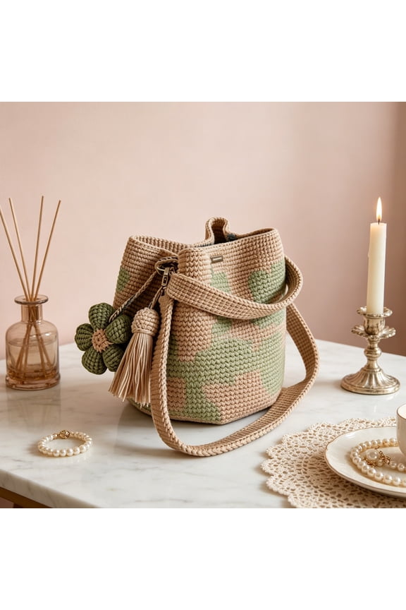 Handmade Crochet Flower Tote Knit Floral Purse Bag Boho Beach Handbags Crossbody Shoulder Bag for Women Vacation