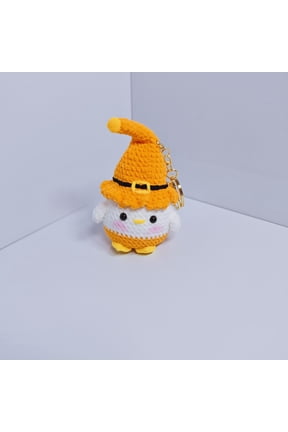 Handmade Crochet Halloween Chick Keychain, 10cm Cute Knitted Chicken Plush Doll Pendant, Halloween Gift