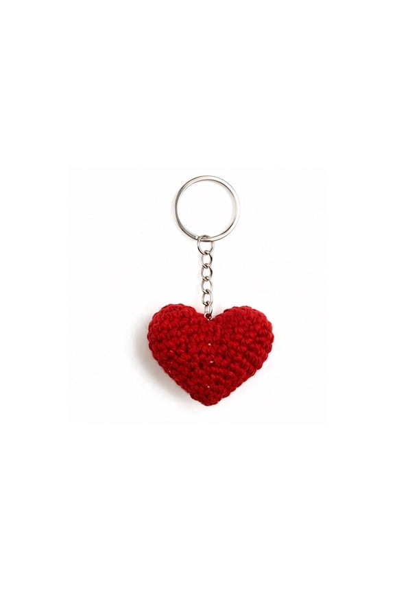 Handmade Crochet Heart Shape Keychain – Cute Soft Knitted Key Ring Charm for Bags, Keys & Gifts