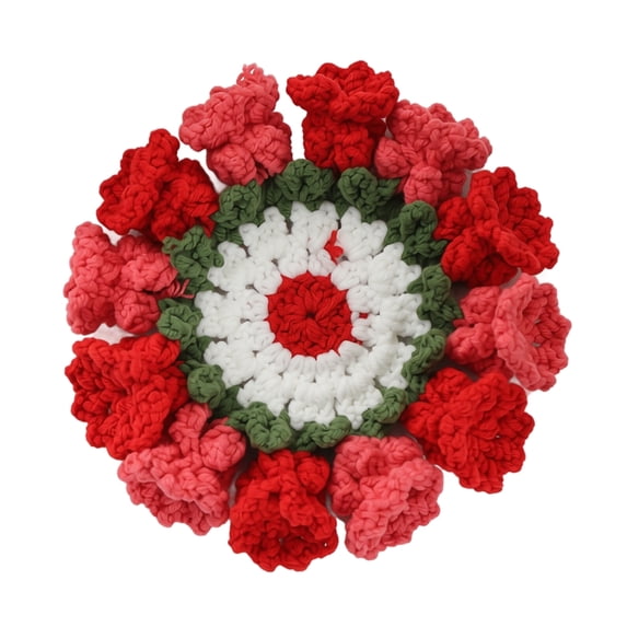 Handmade Crochet Heat Resistant Cup Mats Tabletop Pads for Hot Drinks Coffee Cups Mugs Bowls Kitchen Dining Room Table Decor , 1Pack Red