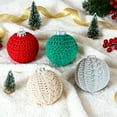 thumbnail image 1 of Handmade Crochet Knit Ball Ornament Set | Cozy Red, Green, Beige & Gray Tree Decorations, 1 of 6
