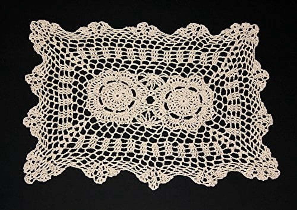 Handmade Crochet Lace Cotton Traycloth Placemats, Set of 4, 10"x14" (Rectangular, beige)