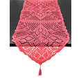 thumbnail image 1 of Handmade Crochet Lace Design Cotton Table Runner with Tassels 16"x72" (Coral), 1 of 2