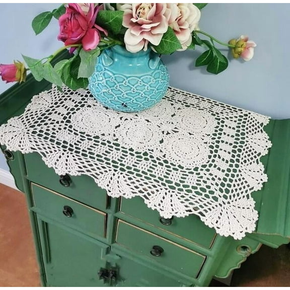 Handmade Crochet Lace Tablecloth Doilies Placemat Dining Room Mats Nightstand Cover