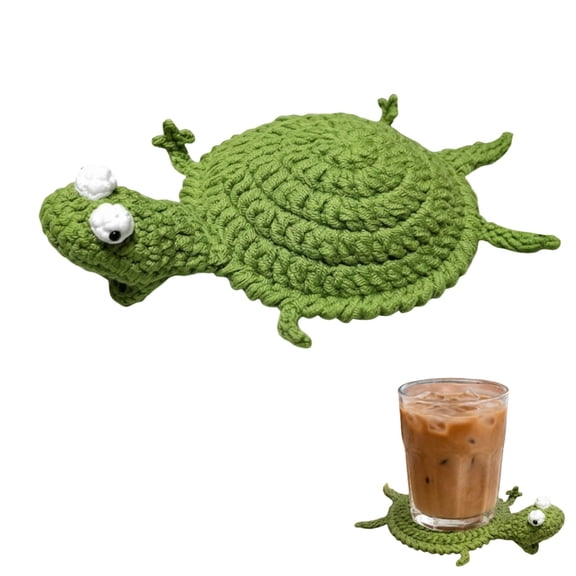 Handmade Crochet Lizard Coaster, Funny Googly Eyes Animal Cotton Woven Drink Cup Mat, Novelty Heat Resistant Table Coaster for Coffee Tea Mugs, Cute Handcraft Gift for Home Kitchen Office Decor