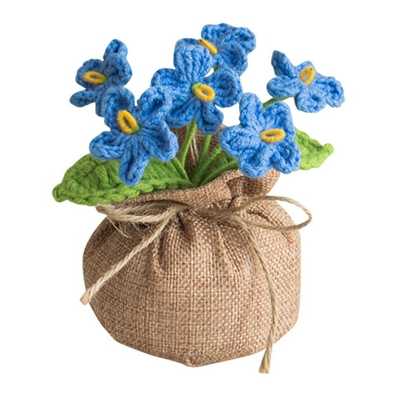 Handmade Crochet Mini Potted Boho Home Decoration Knitted Desktop Ornament For Desk Bedroom Balcony