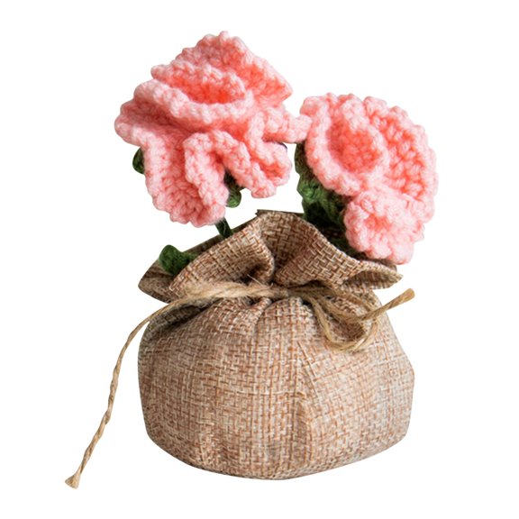 Handmade Crochet Mini Potted Boho Home Decoration Knitted Desktop Ornament for Desk Bedroom Balcony